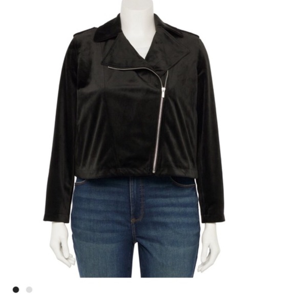 NWT Lauren Conrad Black Suede Moto Jacket in Size 3X, 0X - Picture 3 of 16